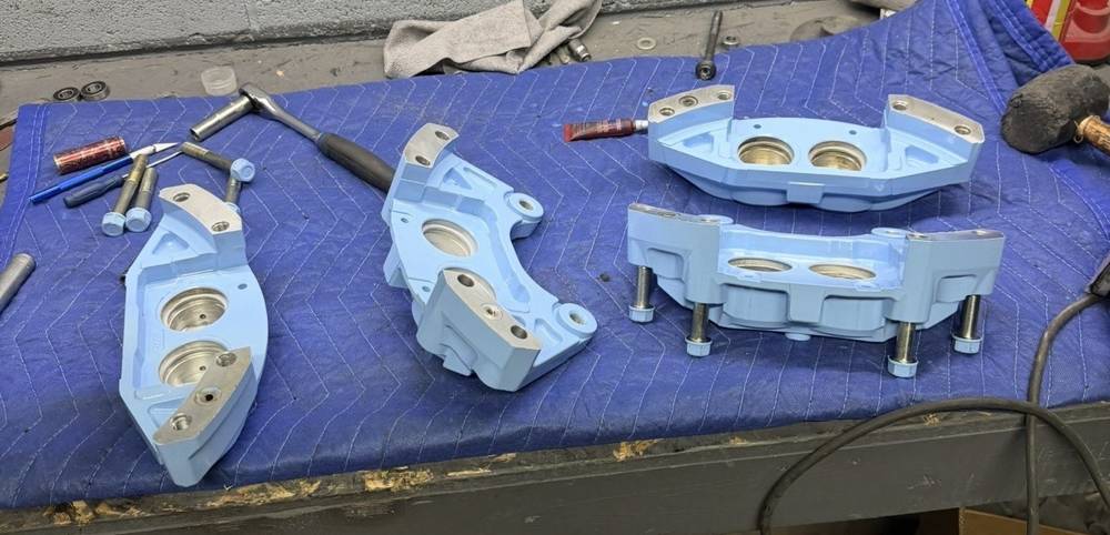 Big brake calipers in light blue