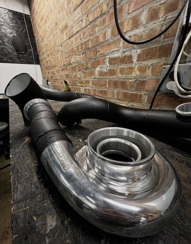 Turbo piping in wrinkle black