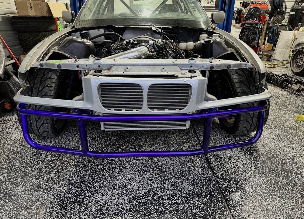 Bumper bar, blasted and coated