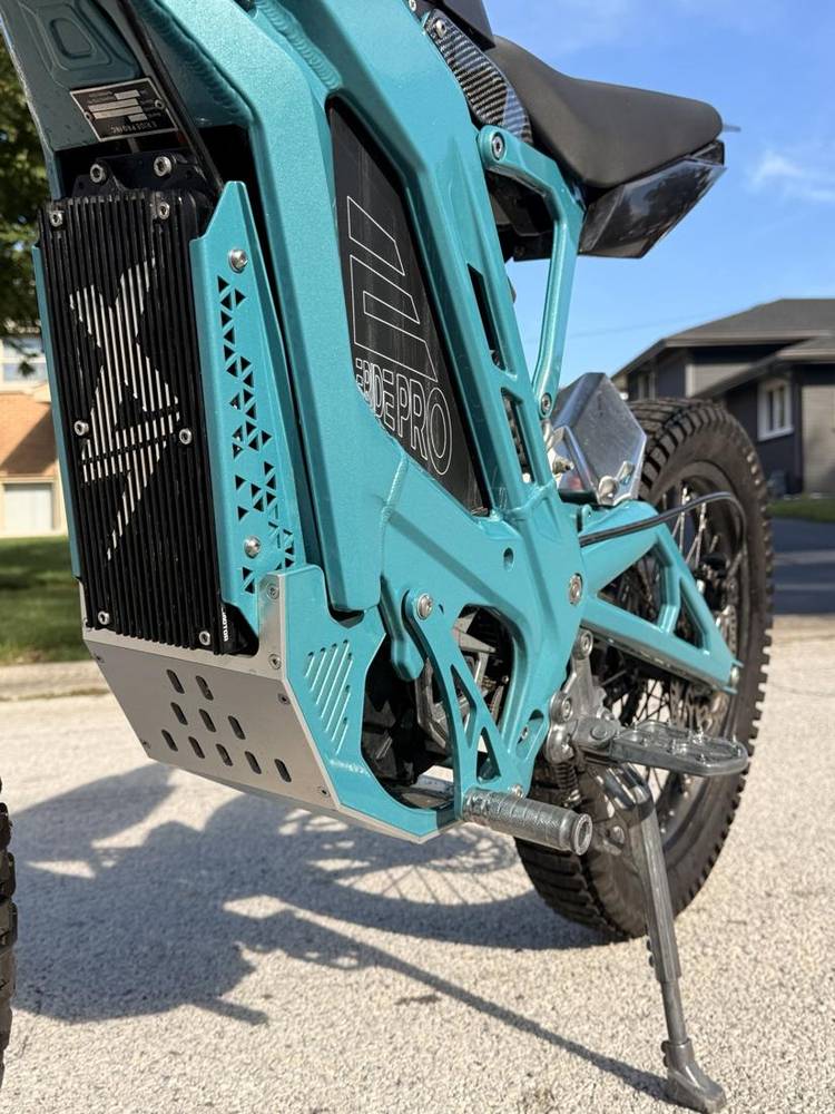 E-bike frame in teal metallic